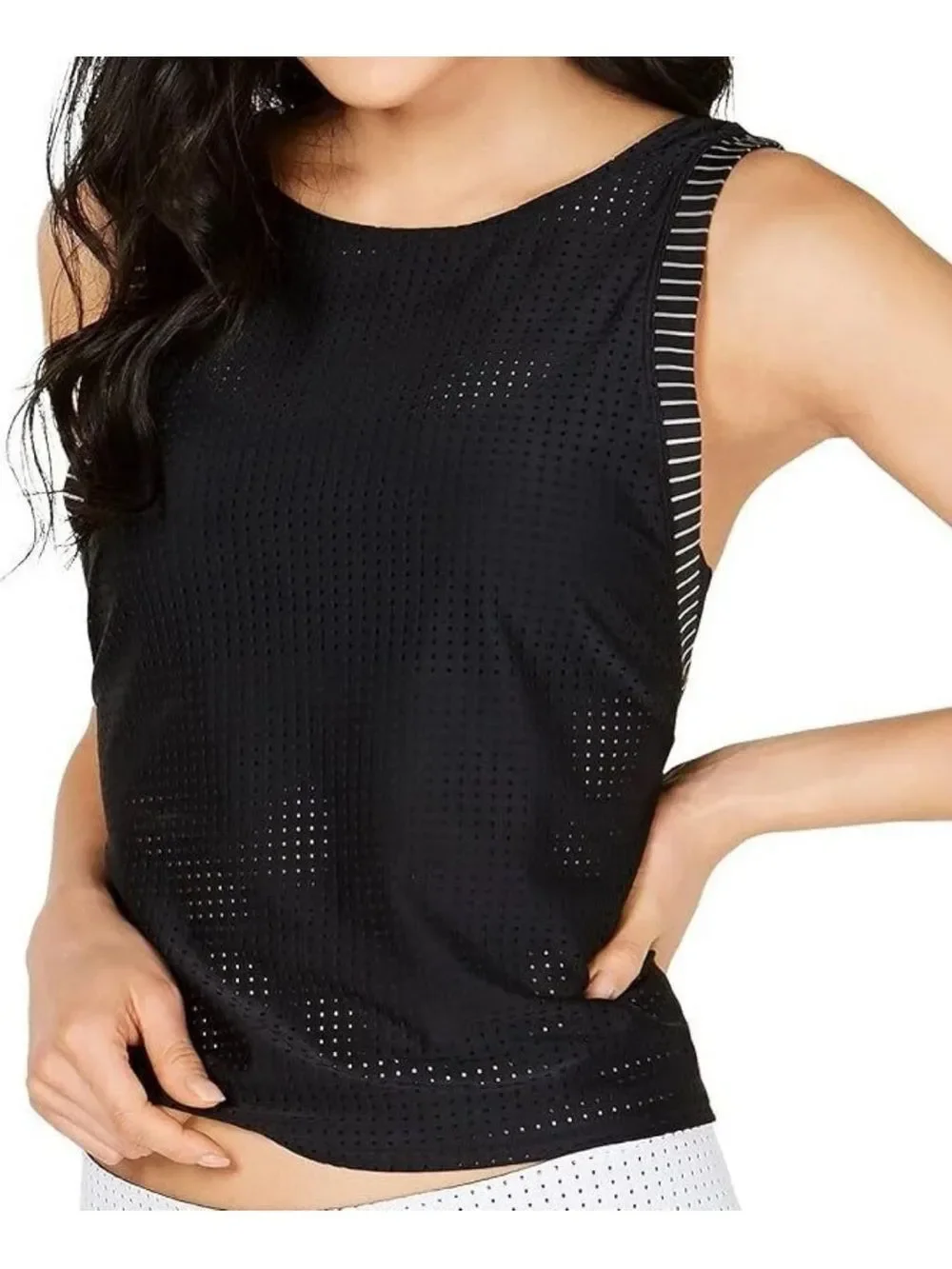 Nike Sporty Dri-Fit Cropped Tank Classis Athletic Breathable Mesh Stretch $86